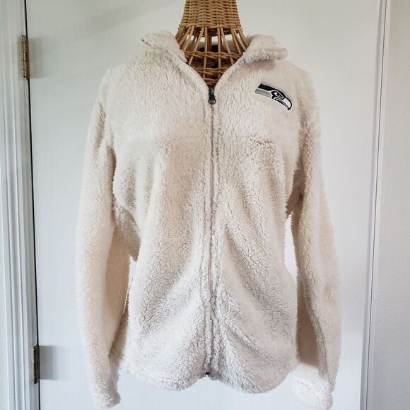 NWT NFL Seattle Seahawks Juniors Intercepting Teddy Sherpa Jacket L 11/13 Cream‎ - Picture 1 of 10